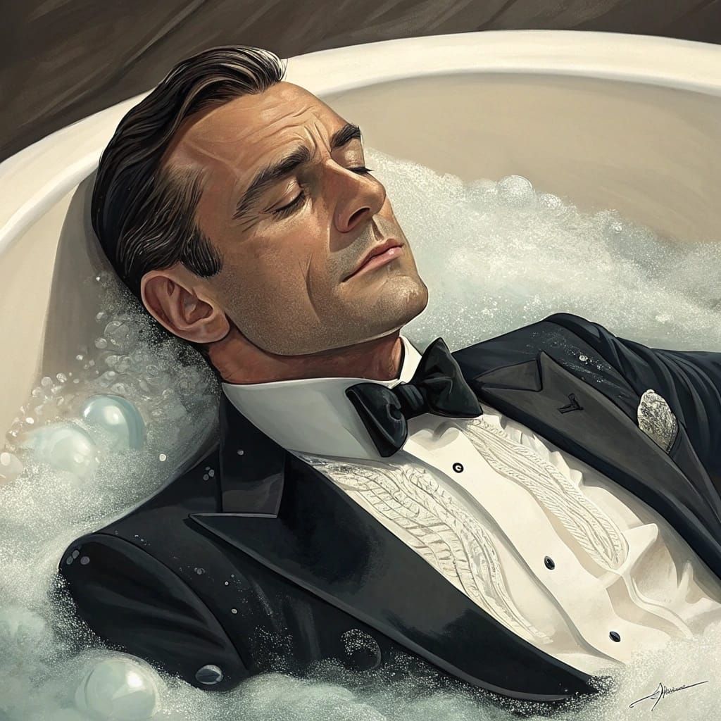 Bond in Luxurious Bubble Bath Scene