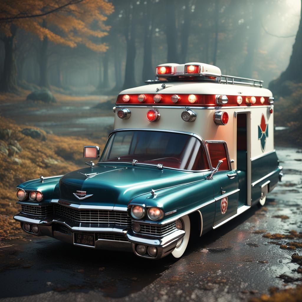 Japanese Toy Car: 1960s Cadillac Ambulance