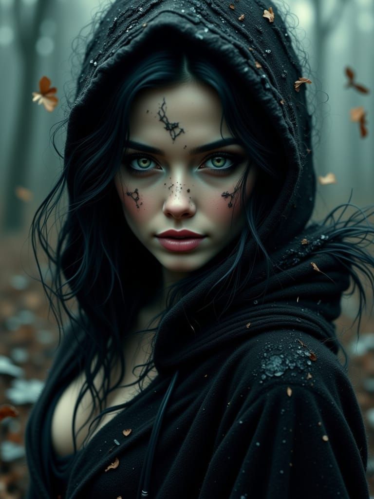 Mysterious Woman in Mist, Gothic & Glamorous