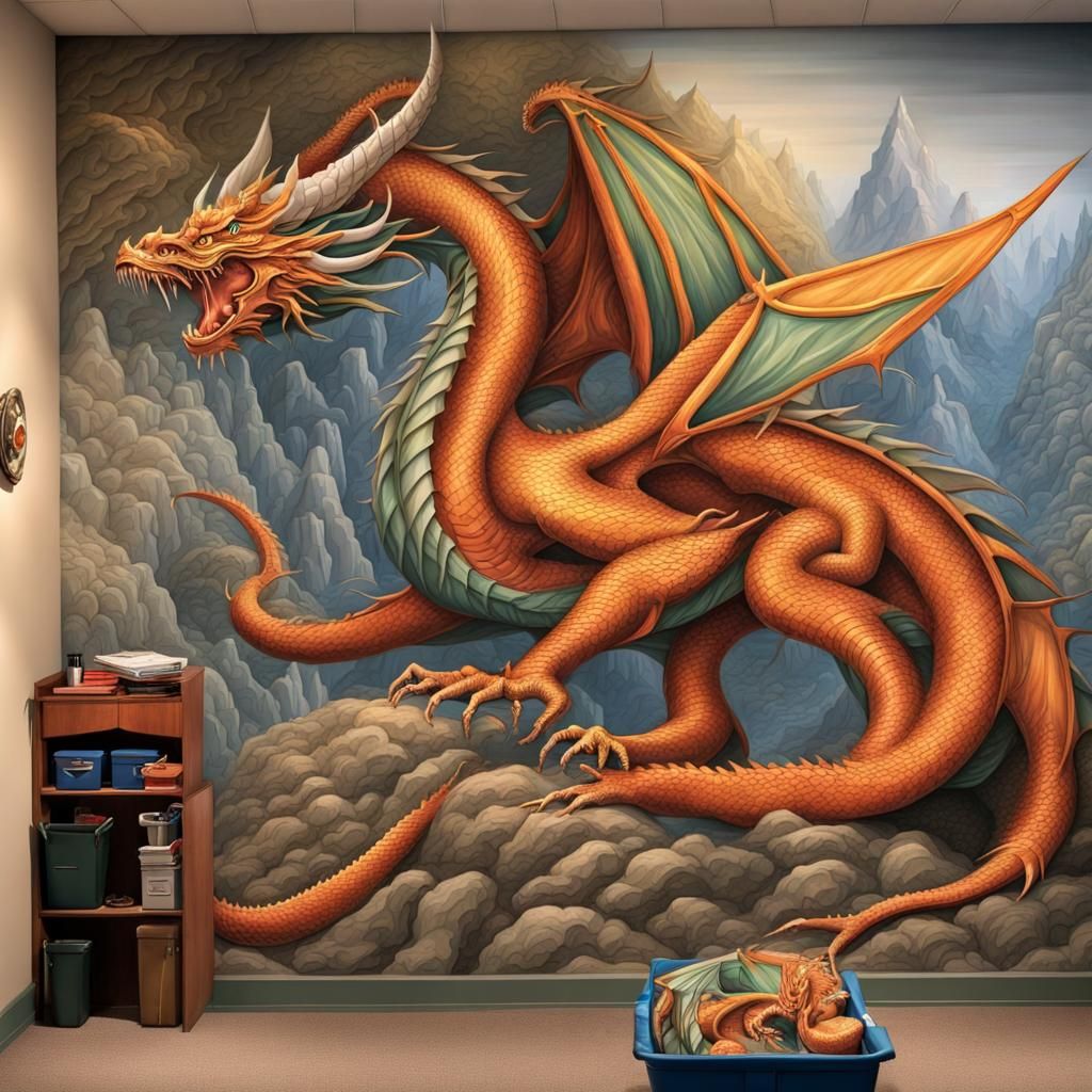 Colorful Dragon Scale Mural