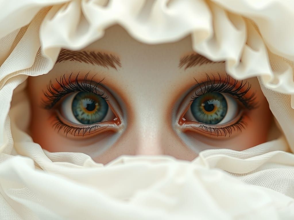 Dreamy Figure in Ivory-White with Smoky Burgundy