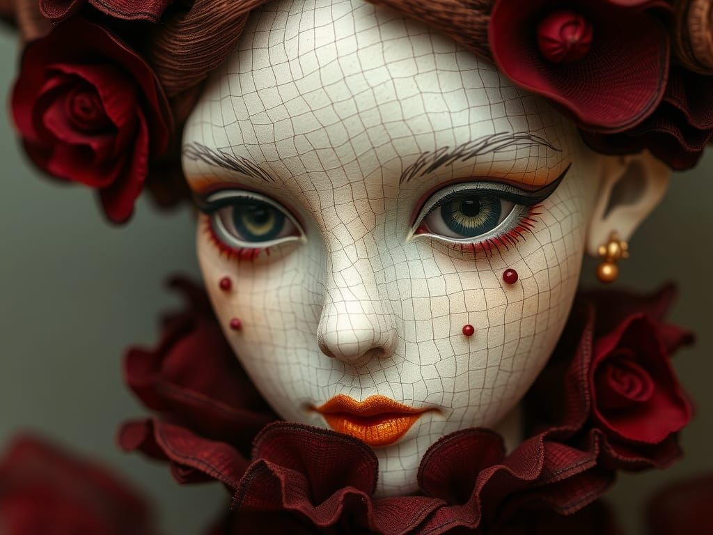 Dreamy Sculpture in Smoky Burgundy and Ivory-White