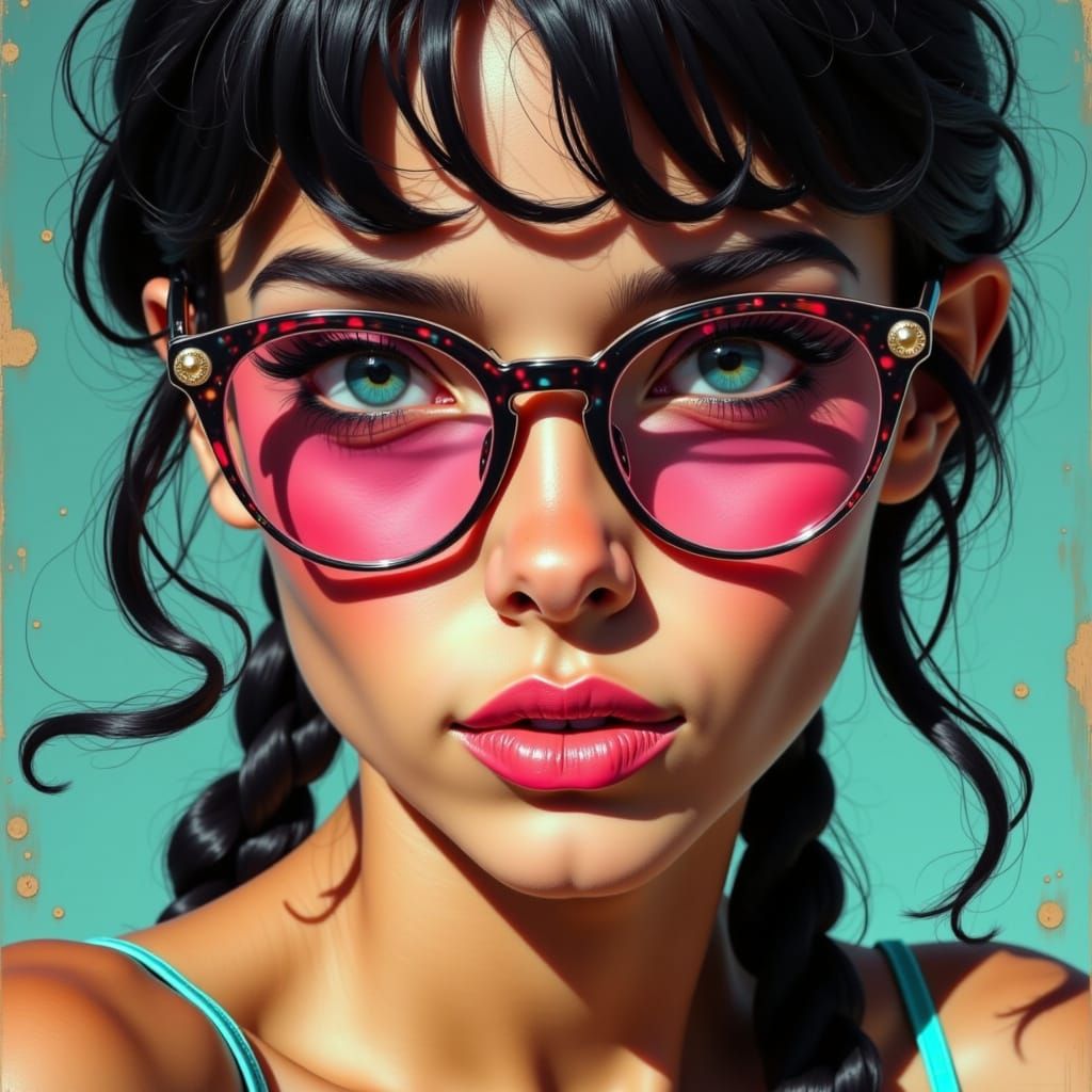 Sassy Pin-Up Woman Portrait in Comic Book Style