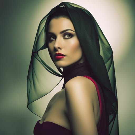 Ethereal Beauty: Woman in Transparent Veil