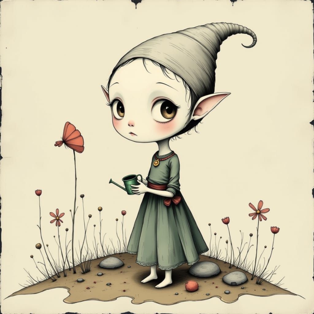 Dobbie the House Elf with Watering Can and Sock