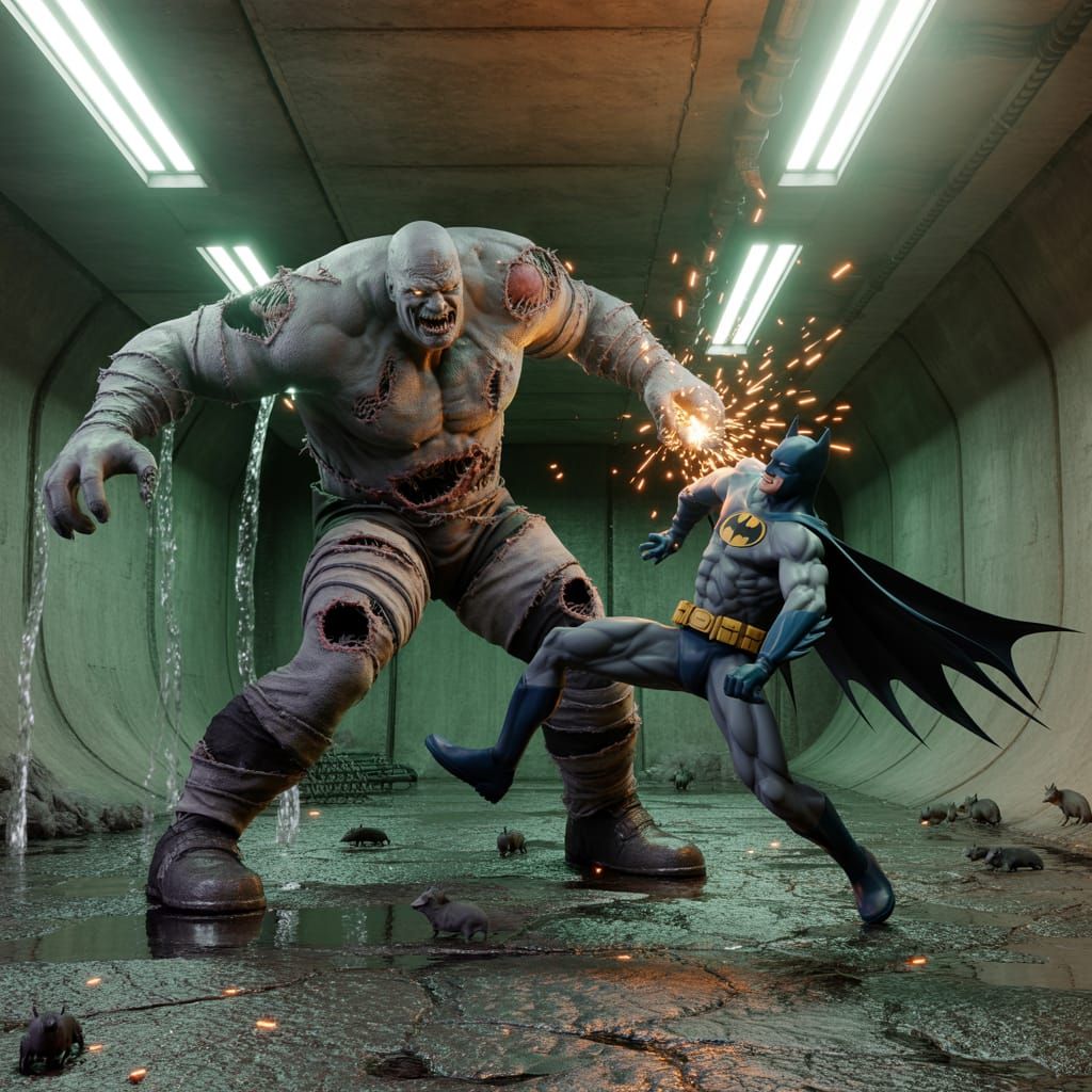 Batman vs Solomon Grundy in Grimy Sewer