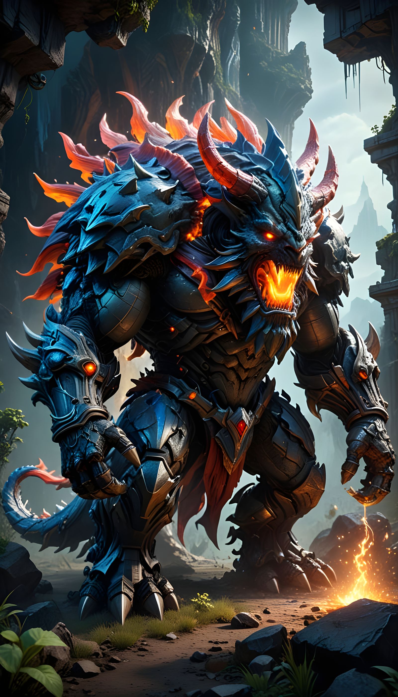 Behemoth in Vibrant, Fantastical Light