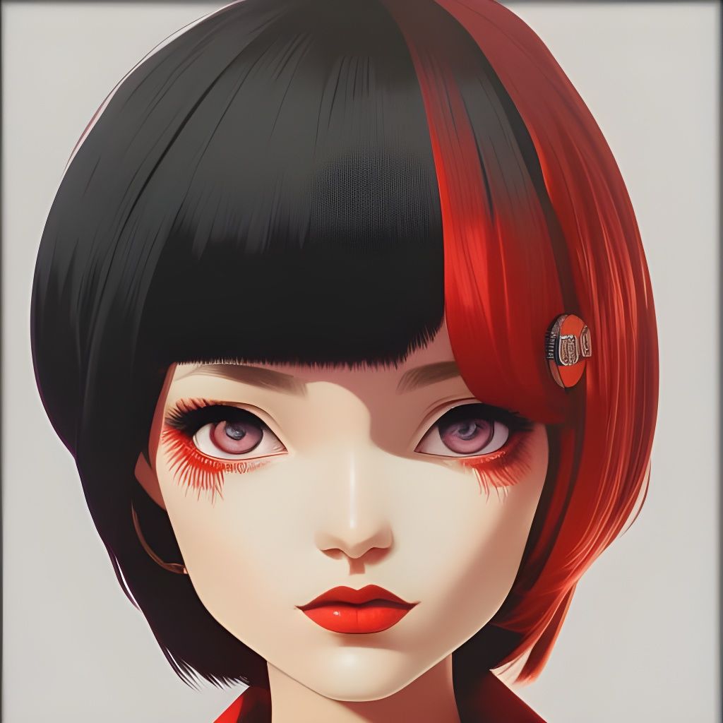 Detailed Portrait of Redhead Girl in Comic Style