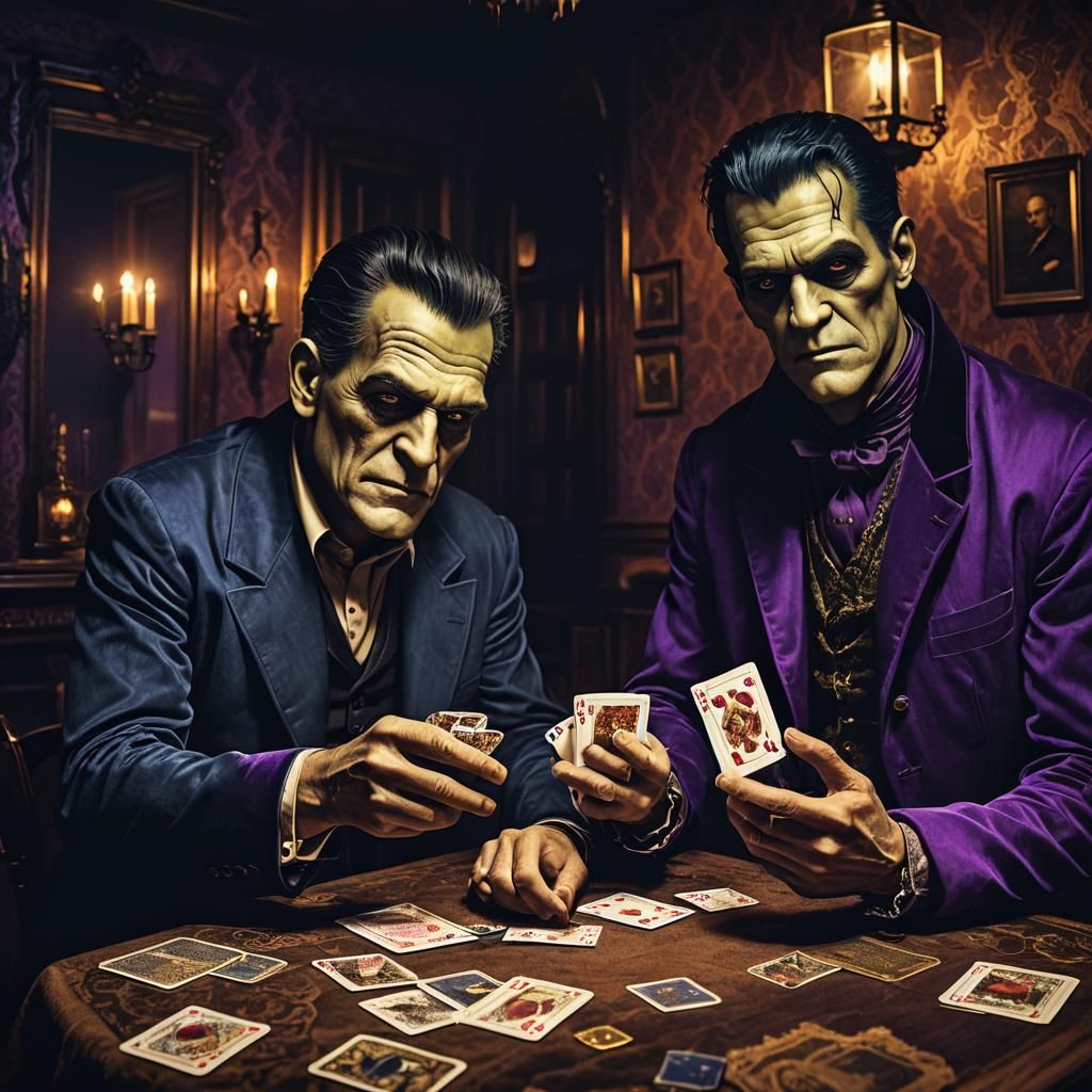 Frankenstein and Werewolf Card Game in Haunted House