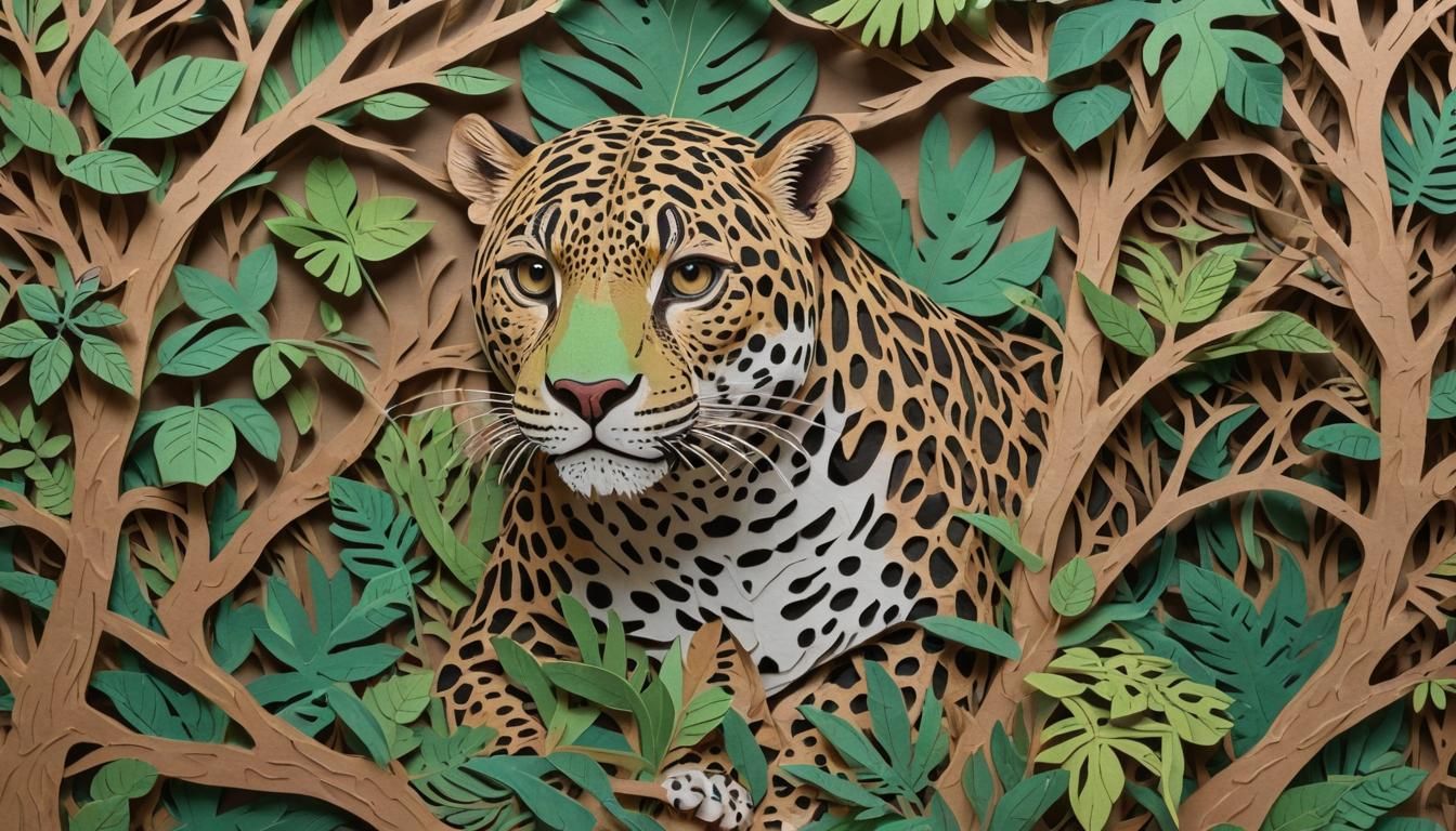 3D Paper-Cut Portraits of Rainforest Animals
