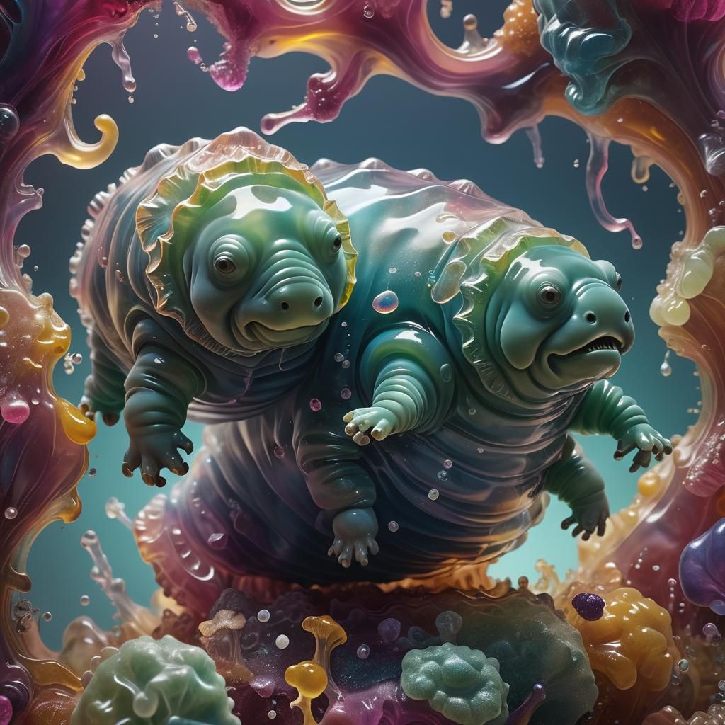 Dancing Tardigrades: A Jelly Sculpture Concept Art