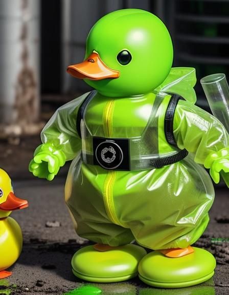 Biohazard Rubber Duck in Hazmat Suit