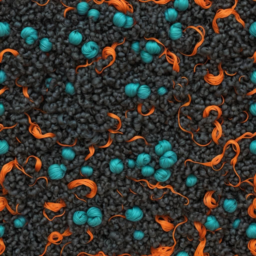 Hyperdetailed Fluffy Black Yarn Concept Art