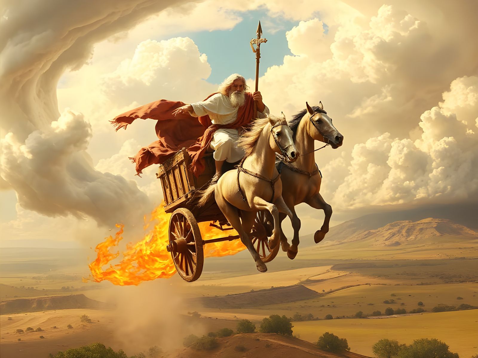 Elijah's Fiery Ascent: A Biblical Scene