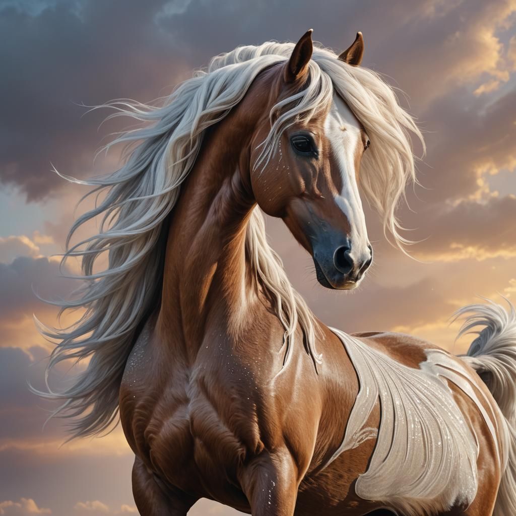 Fantasy Centaur with Flowing Mane in Dreamy Landscape
