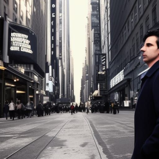 Man in Blue Coat Walking in New York Street