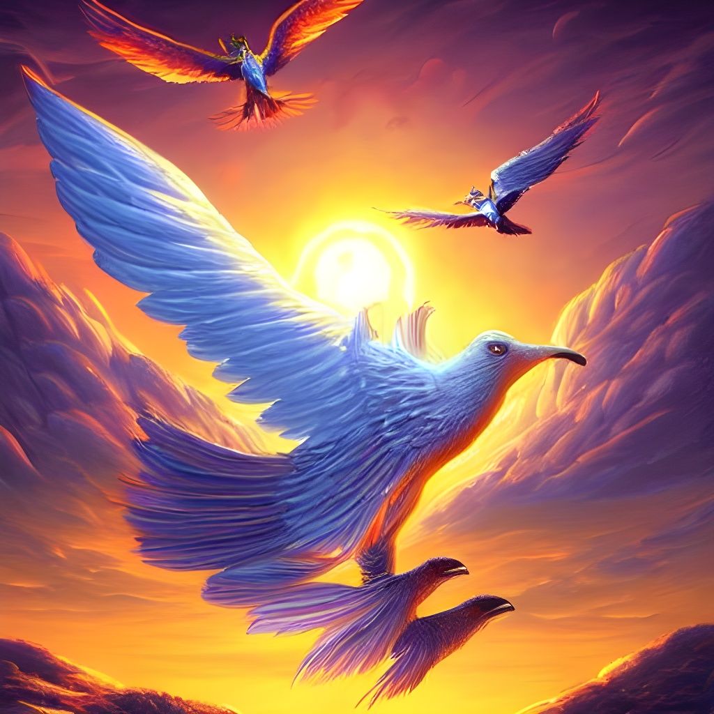 Armored Aven Flock Digital Artwork in 8K