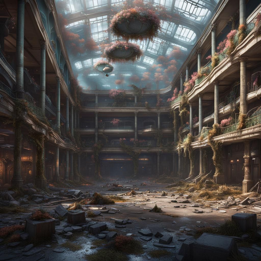 Abandoned Mall: Detailed Matte Painting