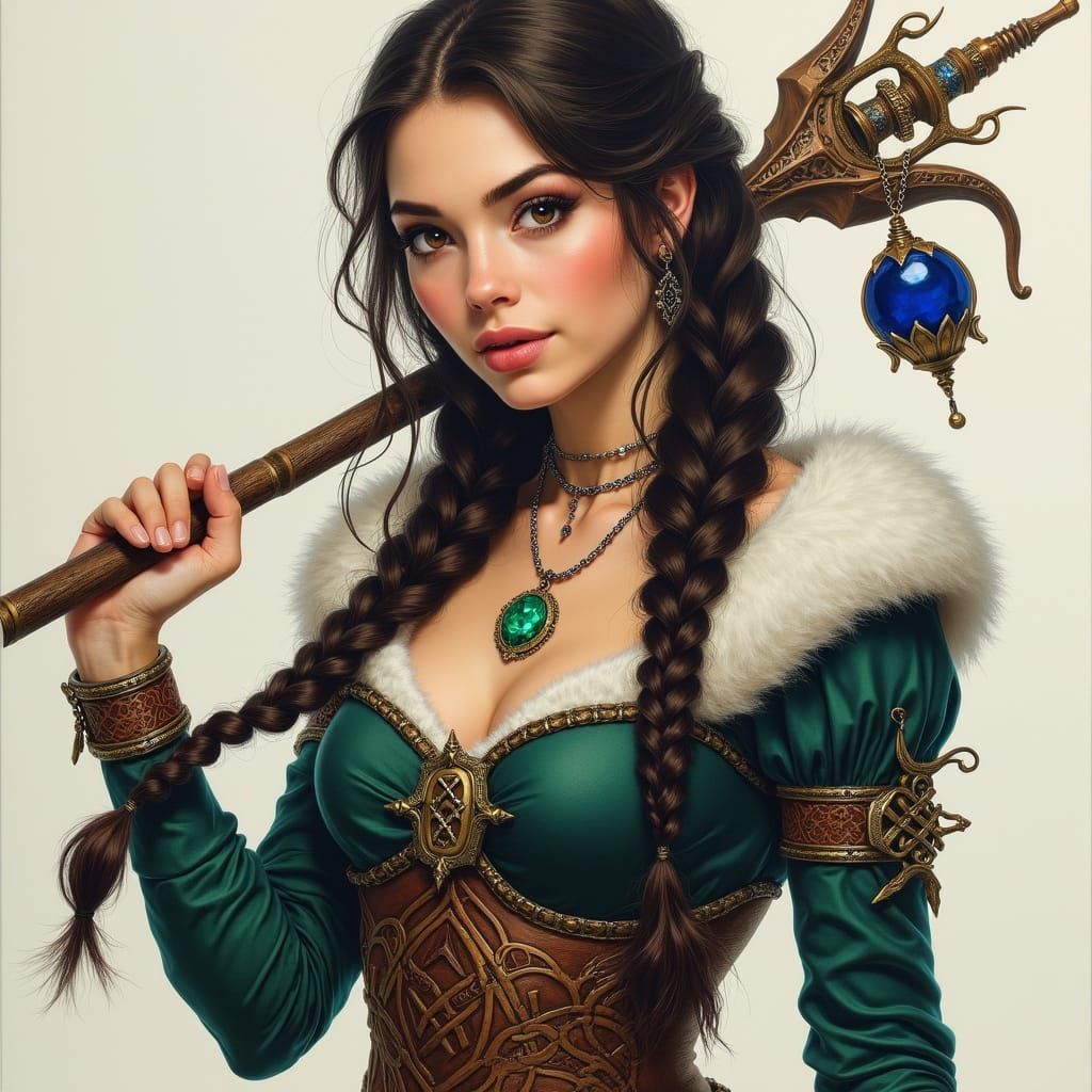 Norse Goddess of the Hunt in Vibrant, Detailed Illustration