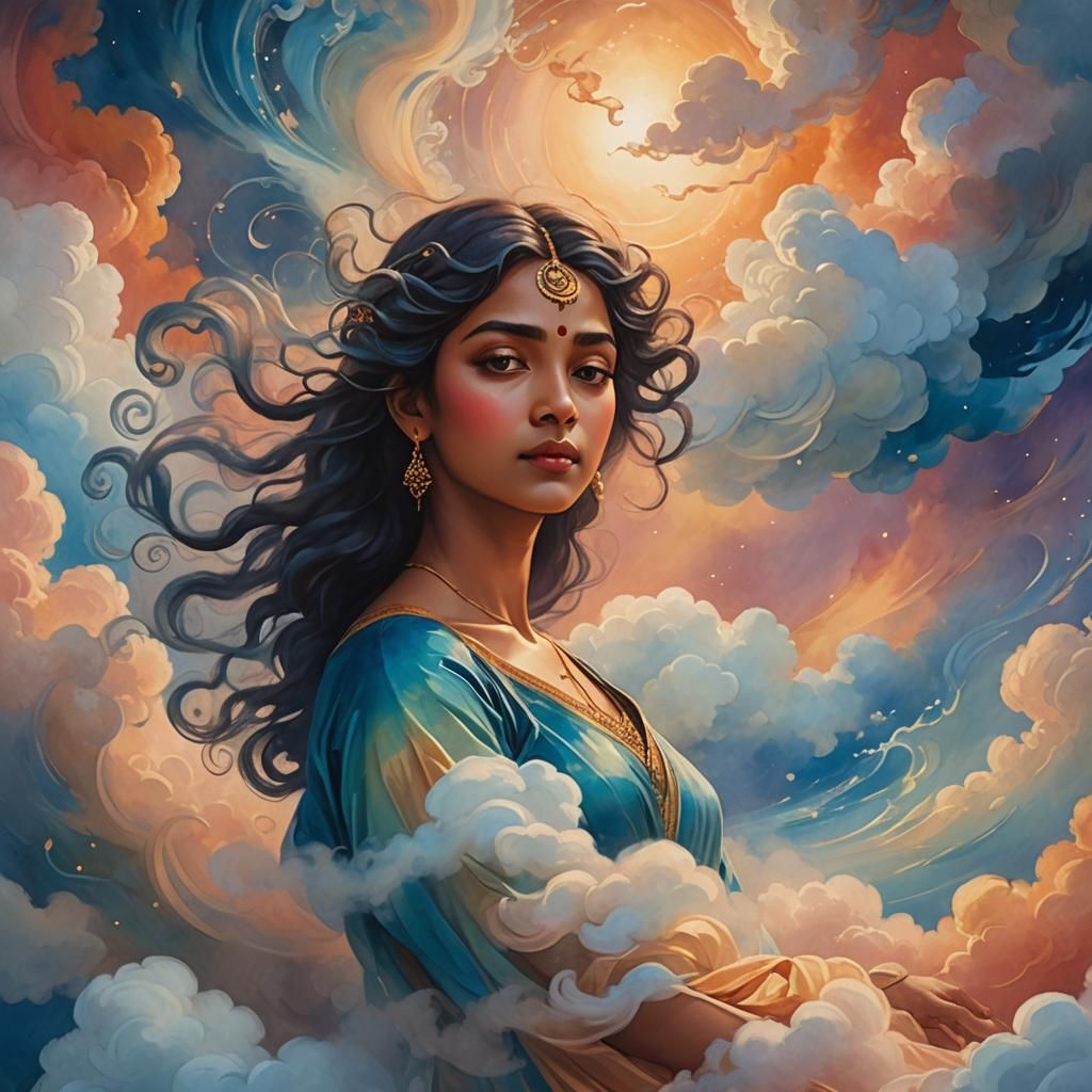 Dream in Blue: Surreal Watercolor Dreamscape