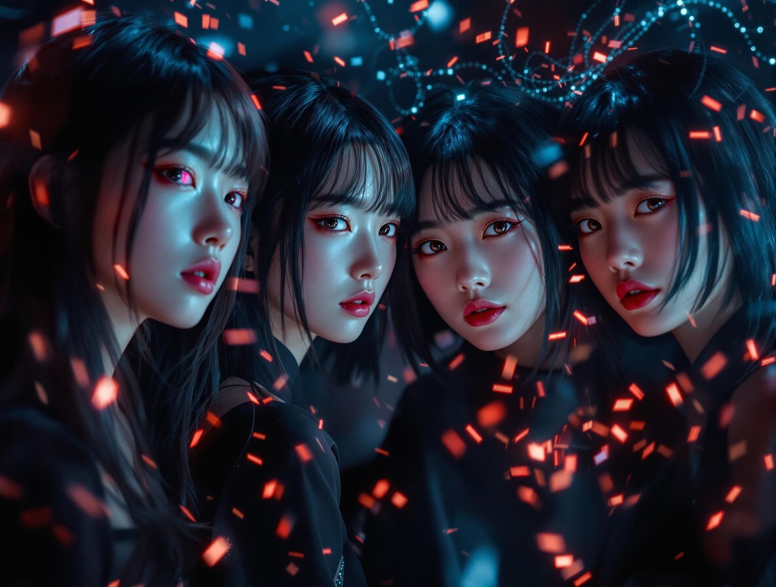 Japanese Pop Rock Group Haku Circle in Hyperrealistic Detail