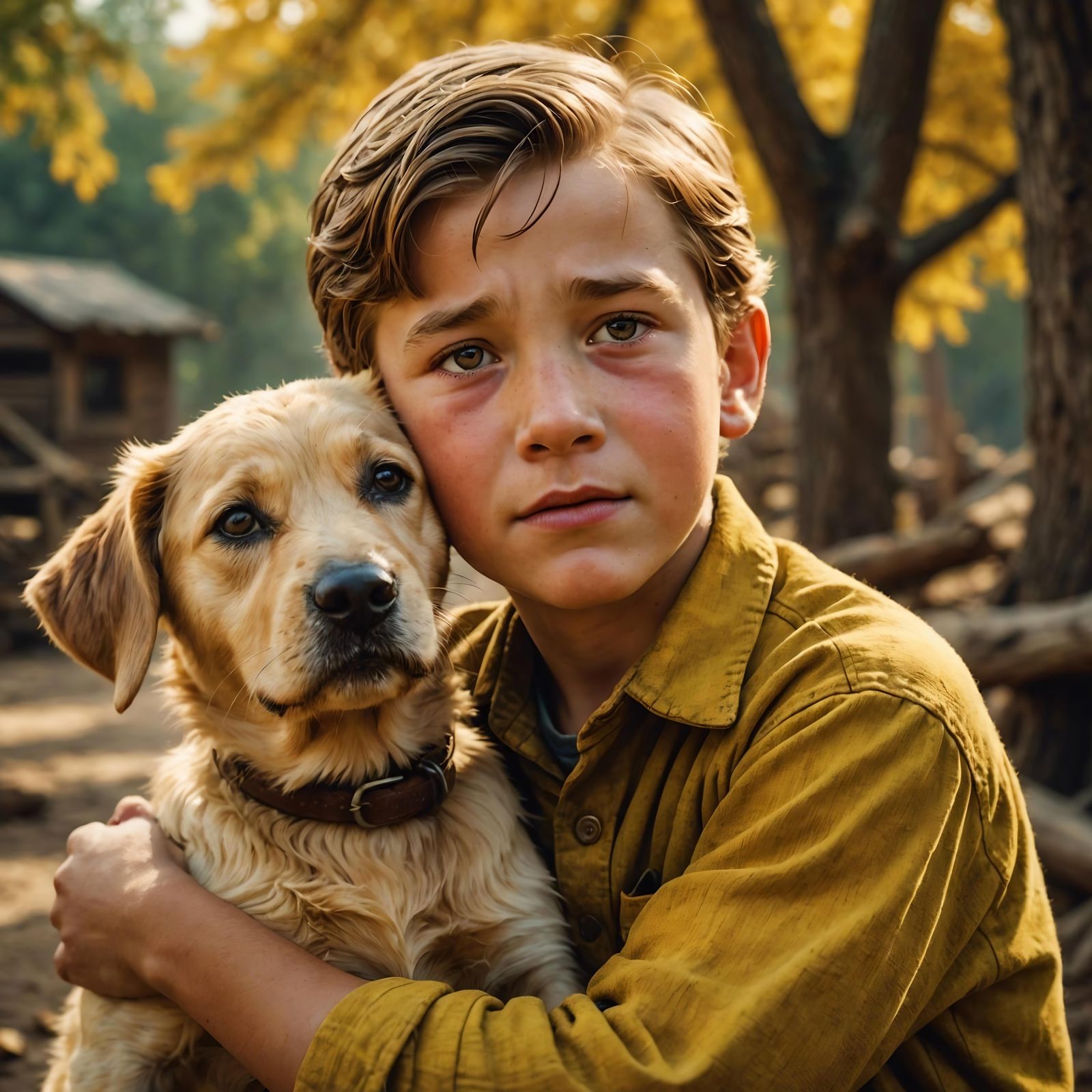 Old Yeller's Farewell: Hyperrealistic Disney Scene