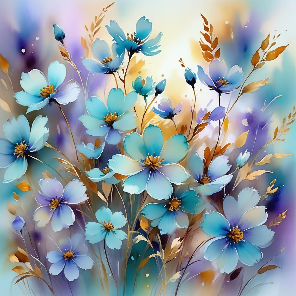 Ethereal Watercolor Blooms in Soft Purple Evening Light