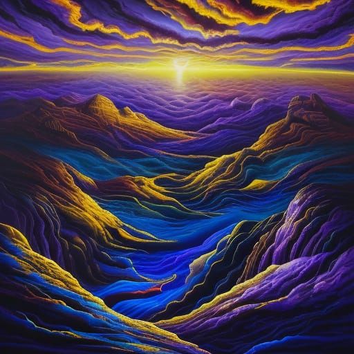 Light and Darkness Collide: A Surrealist Oil Painting