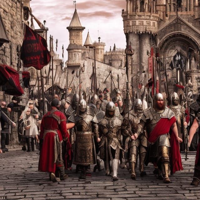 Varangian Guard Escorting Prince in Sunny City