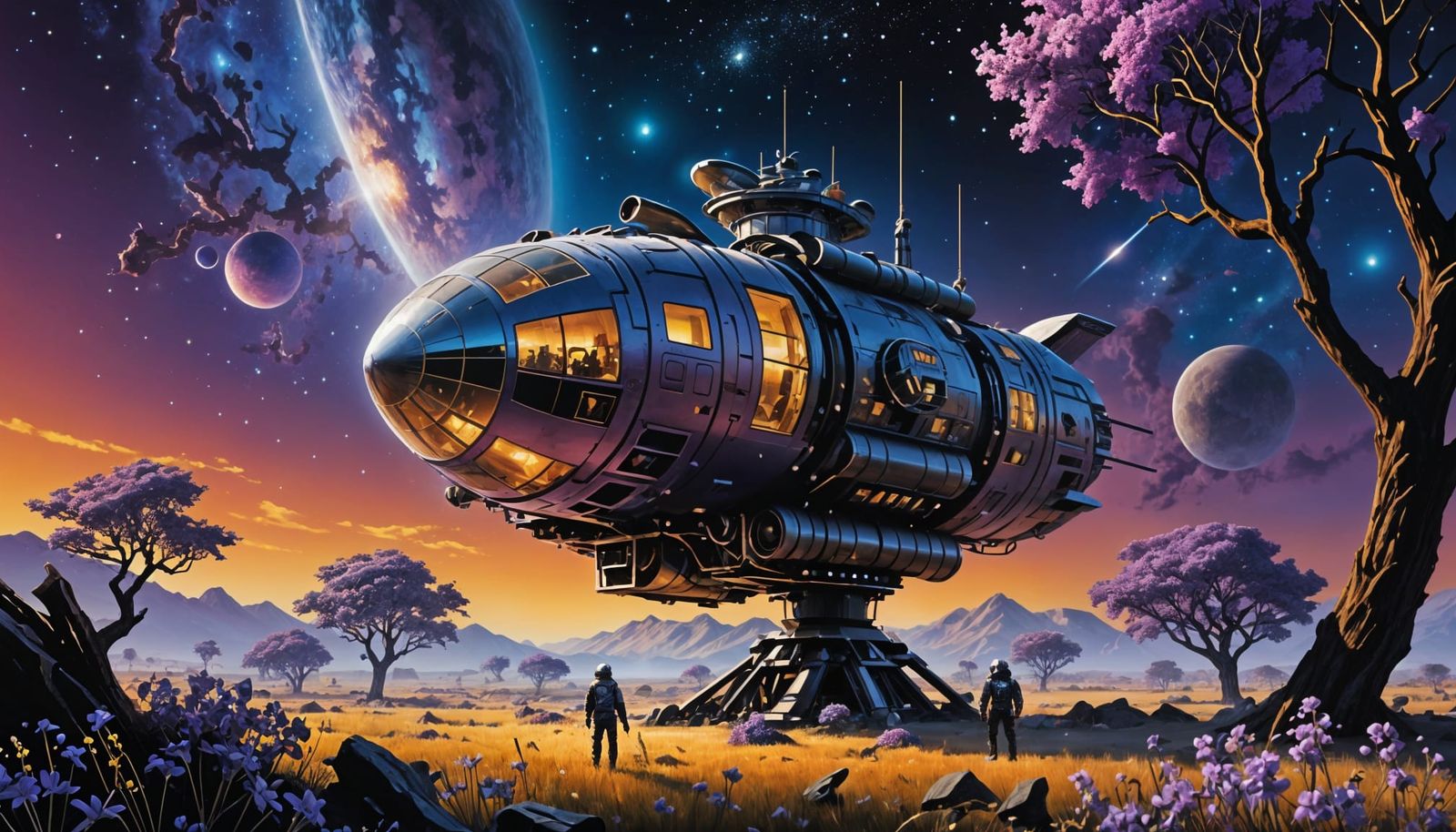 Cosmic Star-Weavers Tend Nascent Galaxies: Digital Painting