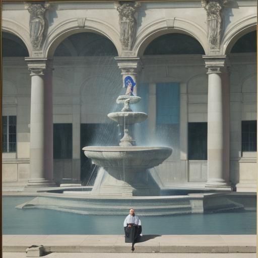 Fontainebleau Fountain Scene in Rothko Ingres Style