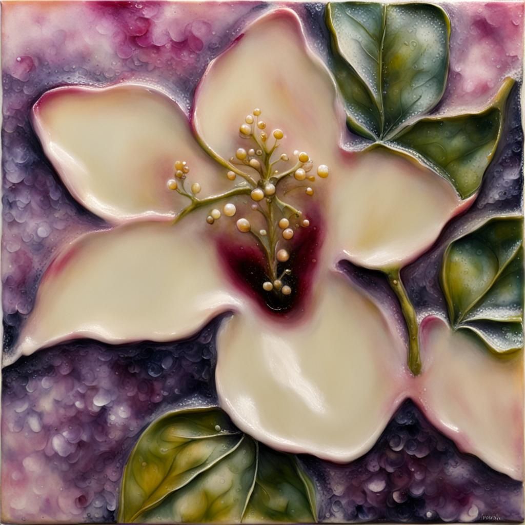 Encaustic Magnolia Blossom Close-Up