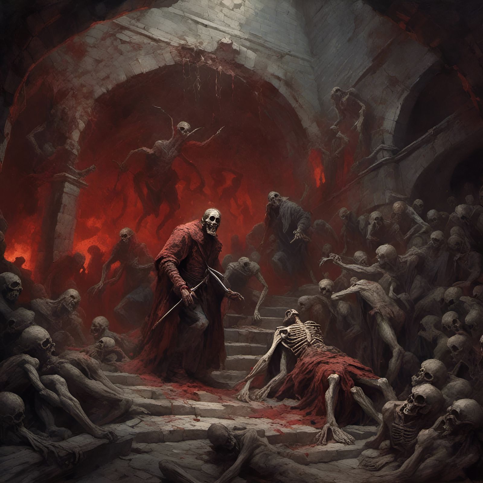 Zombie in Crypt, Gustave Doré Illustration