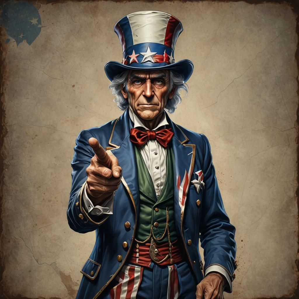 Uncle Sam Points: Detailed Matte Painting in 8k