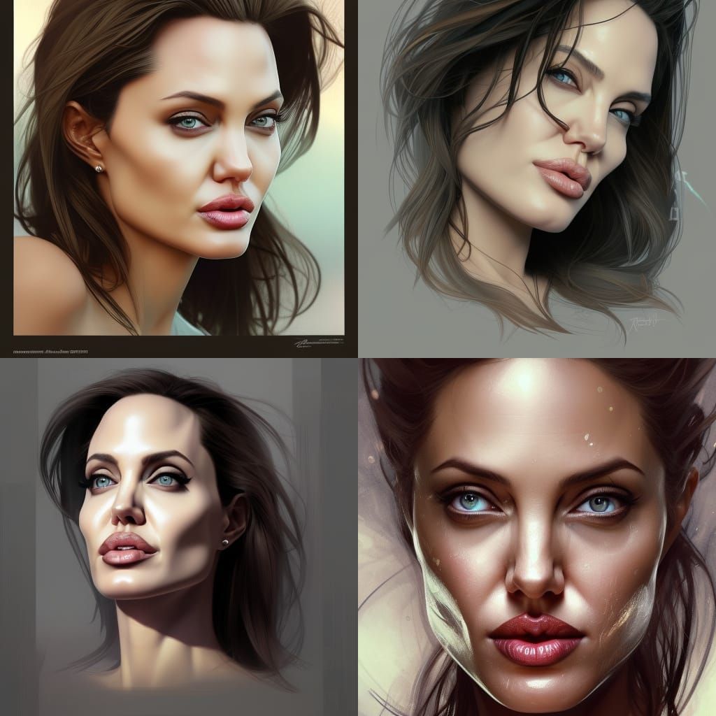 Hyperrealistic Portrait of Angelina Jolie in 8k