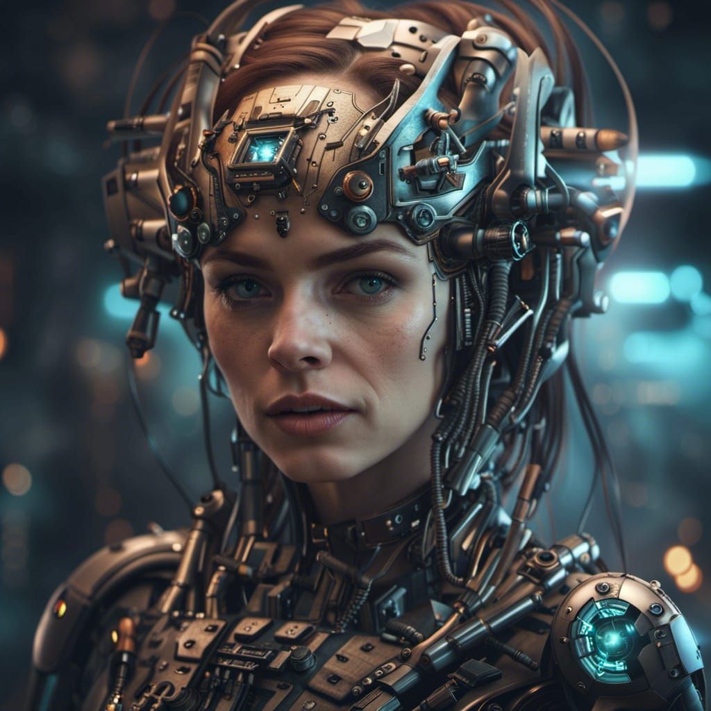 Stunning Cyborg Woman in Digital Matte Painting