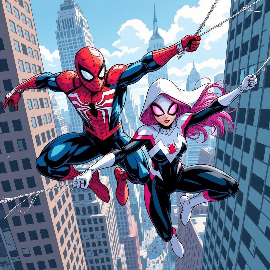 Spider-Man and Spider-Gwen in New York City