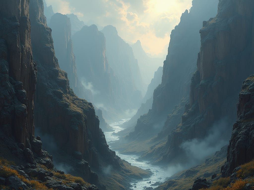 Mystical Landscape with Rugged Mountains