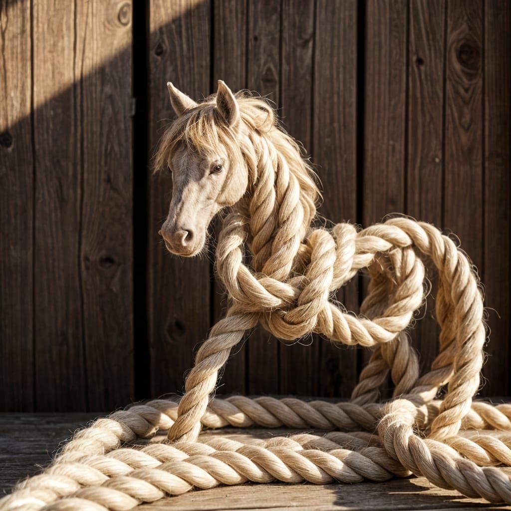 Elegant Nautical Horse Knot in Textured Rope Art