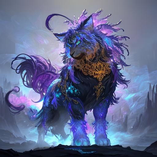 Majestic Crystal Cat in Mystical Forest