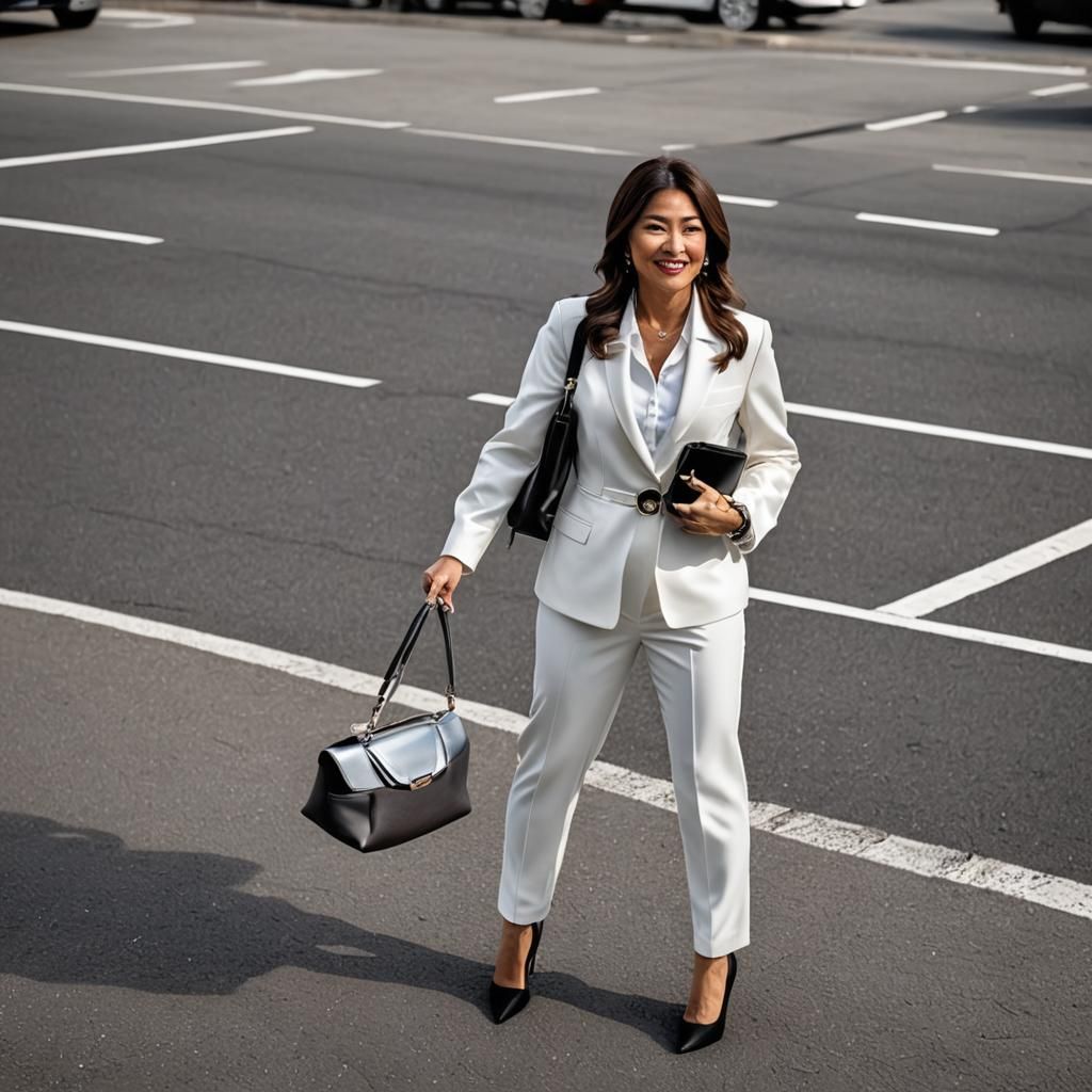 Entrepreneurial Woman with Laptop and SUV: Digital Art