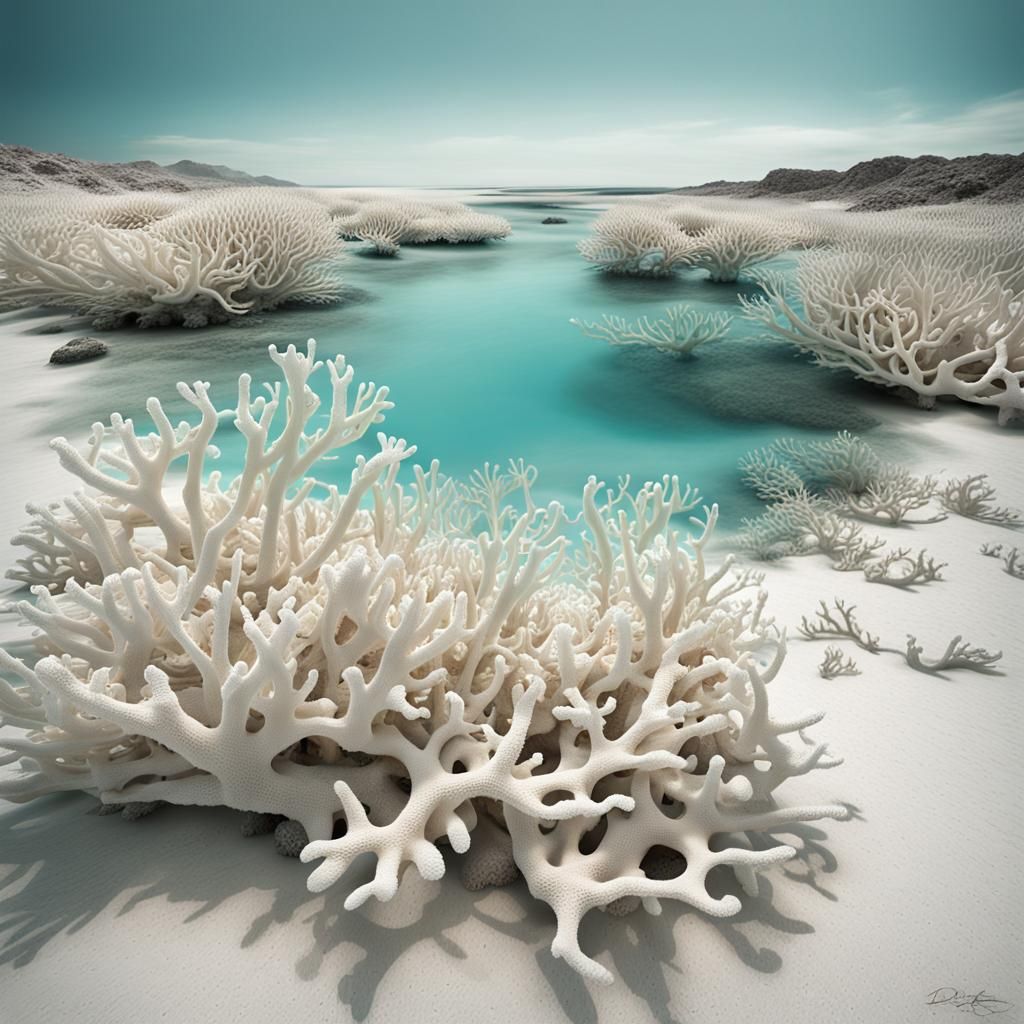 Desolate Bone White Coral Reefs: Post-Apocalyptic Seascape