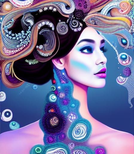 Elaborate Pearl and Flower Collage in Expressionist Style