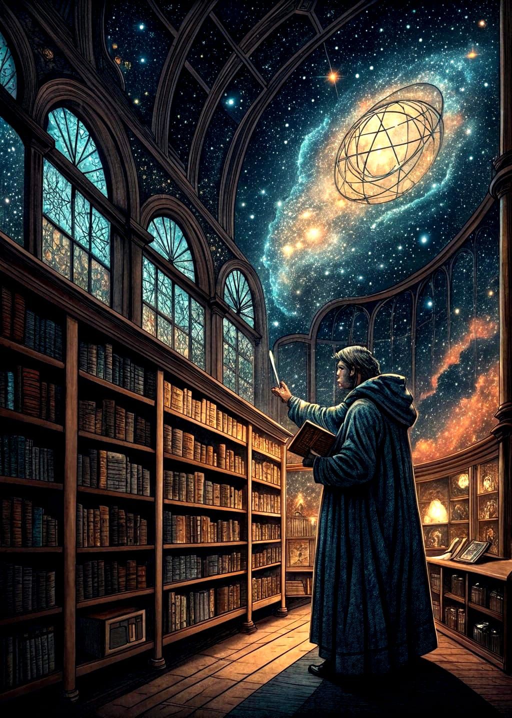 Celestial Librarian in Grand Star Chart Library