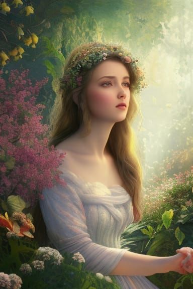 Princess in Secret Garden: Watercolour Photoillustration