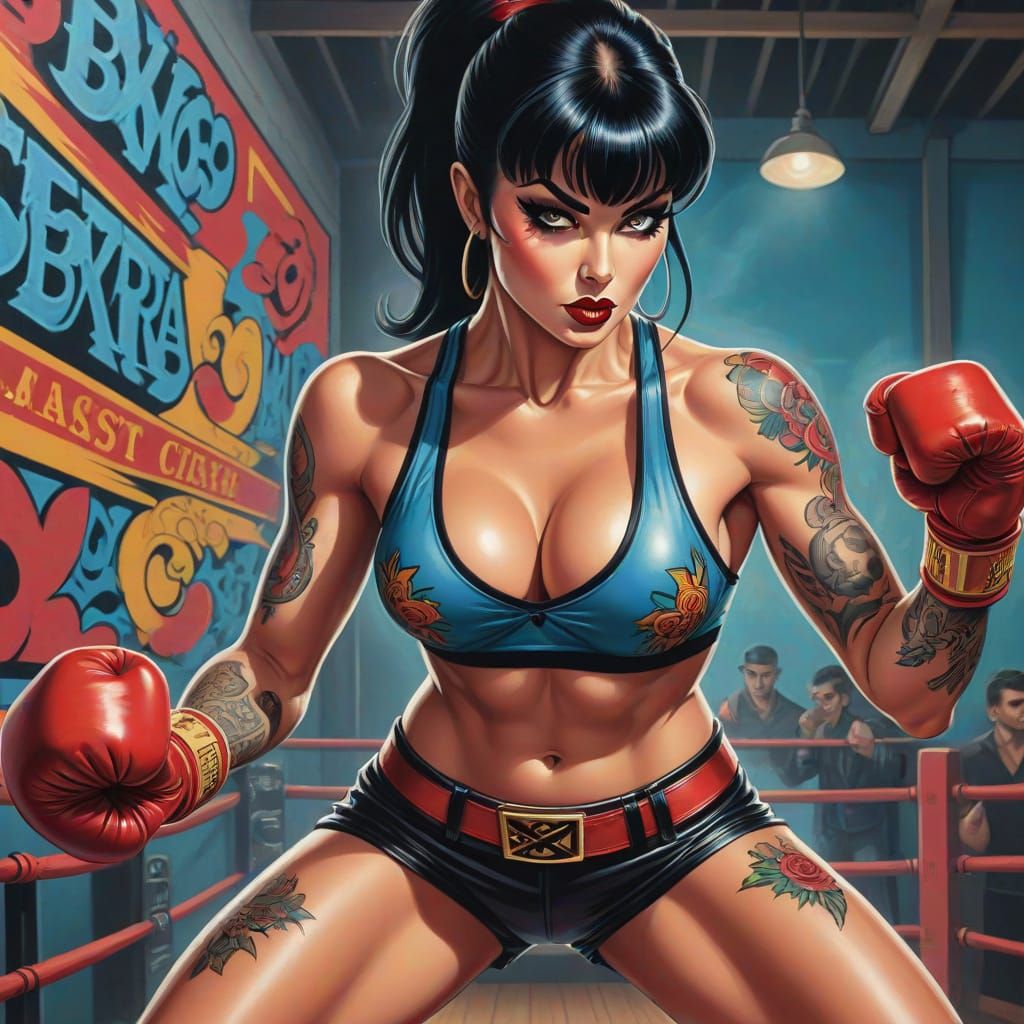 Elvira Boxer in Ed Hardy Style Illustration