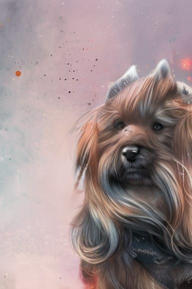 Fantasy Art of a Cute Dog with Long Fur