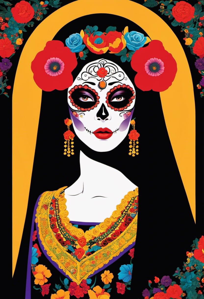 Geisha Style Woman with Klimt Background