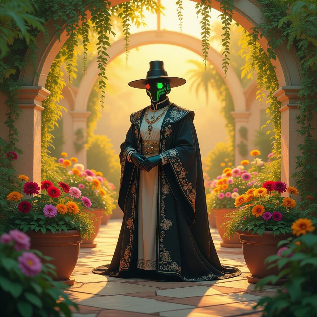 Davros in Surreal Garden with TARDIS Planters