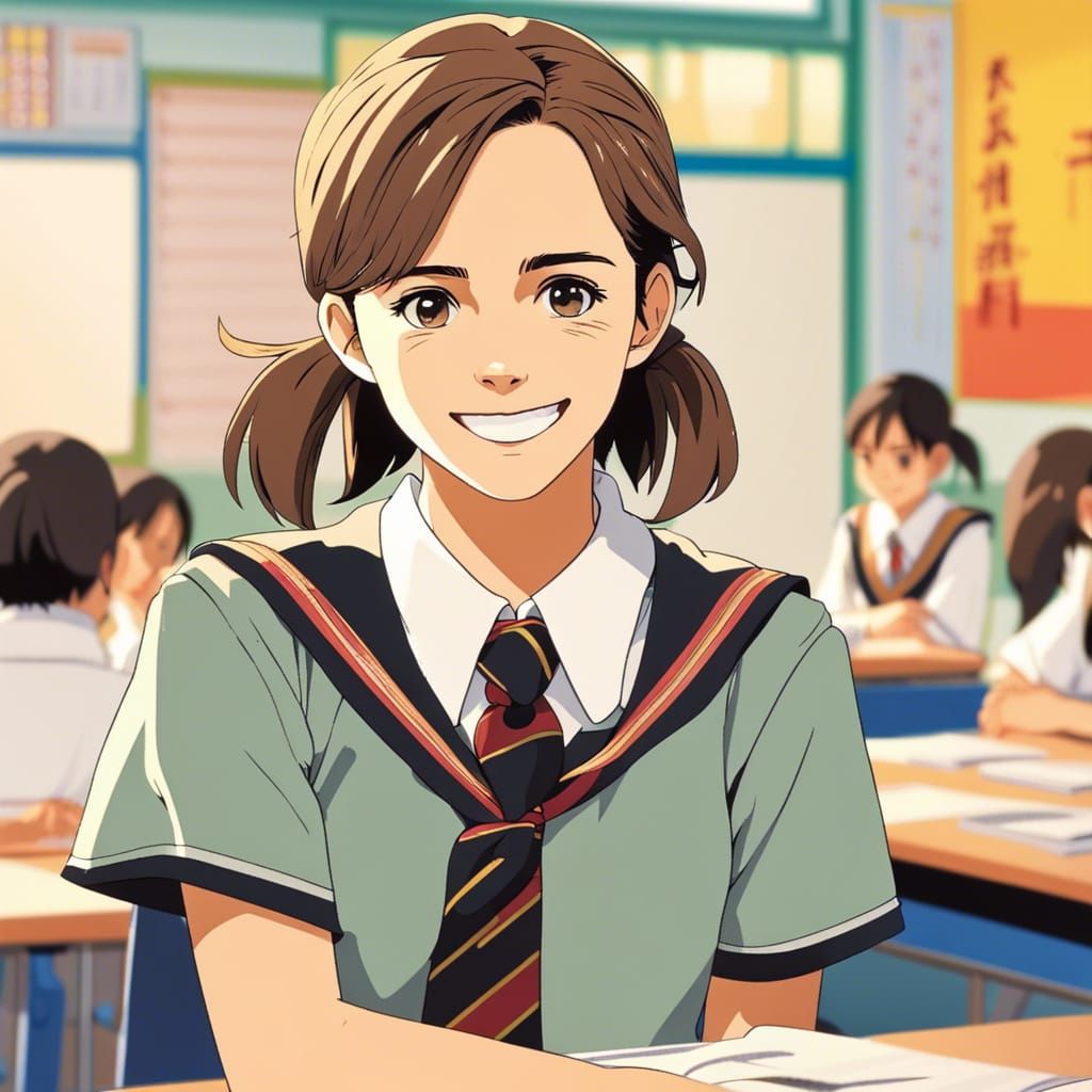 Anime Style Image of Girl in Japanese School Uniform